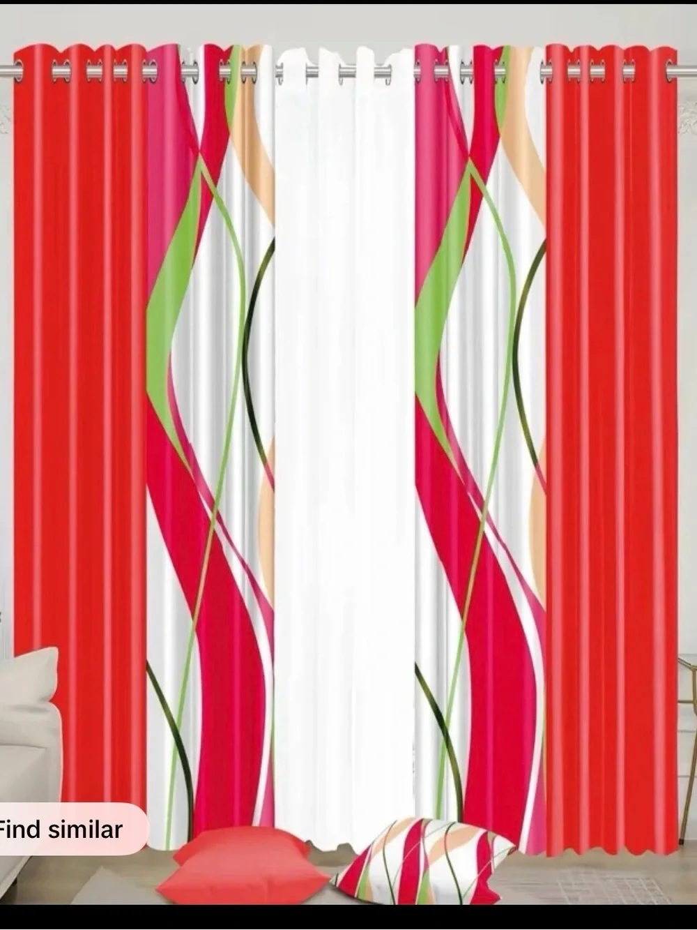 Decorative Floral & Solid Window Curtain Panels - Green